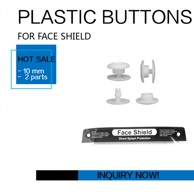 Botón a presión plástico blanco 10m m de la máscara de la visera 2 porciones de CE FDA de la certificación