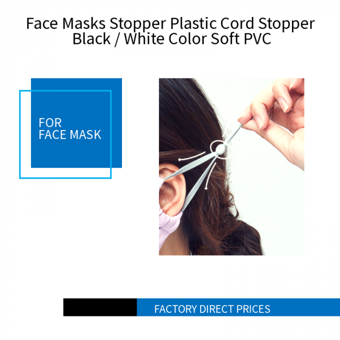 Las mascarillas tapan el PVC suave plástico del negro del tapón del cordón/blanco del color