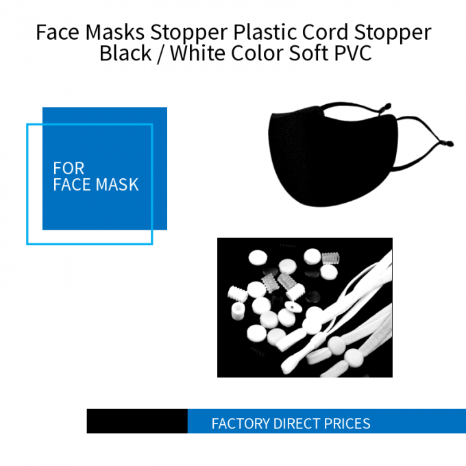 Las mascarillas tapan el PVC suave plástico del negro del tapón del cordón/blanco del color