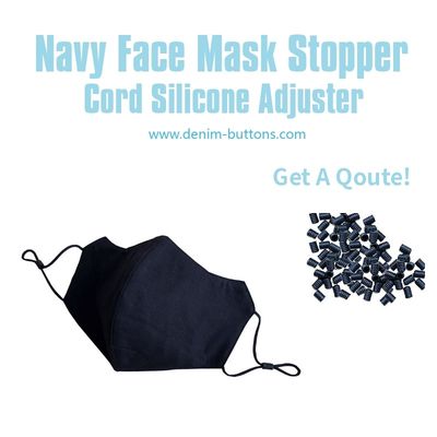 Navy Face Mask Stopper | Toggle Cord Locks Silicone Adjuster